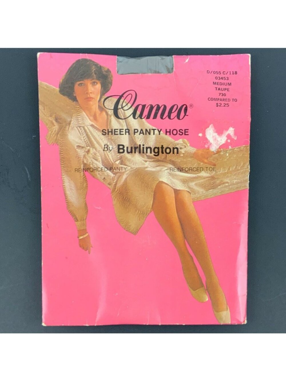 Vintage Cameo Sheer Panty Hose by Burlington Size Medium Taupe Reinforced Toe